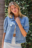 Short Puff Sleeve Denim Jacket ✨