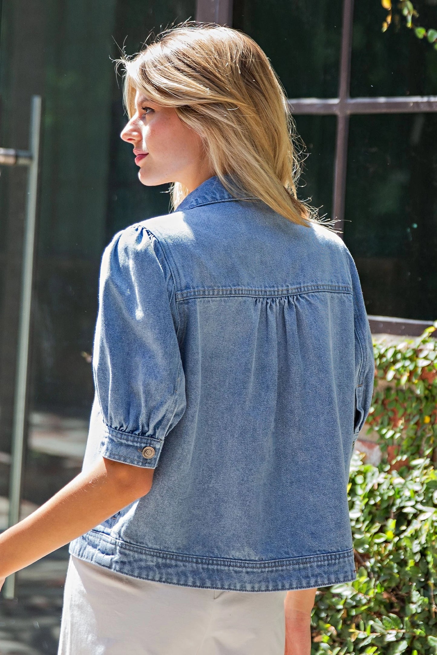 Short Puff Sleeve Denim Jacket ✨