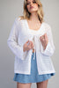 Front tie open knit crochet cardigan