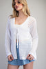 Front tie open knit crochet cardigan
