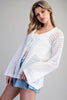 Front tie open knit crochet cardigan