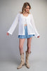 Front tie open knit crochet cardigan