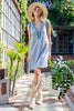 Snow washed ruffled neck mini dress