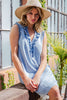 Snow washed ruffled neck mini dress