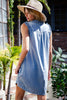Snow washed ruffled neck mini dress