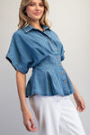 Pleated Button Down Blouse