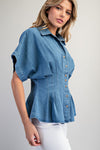 Pleated Button Down Blouse