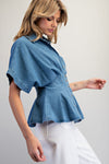 Pleated Button Down Blouse