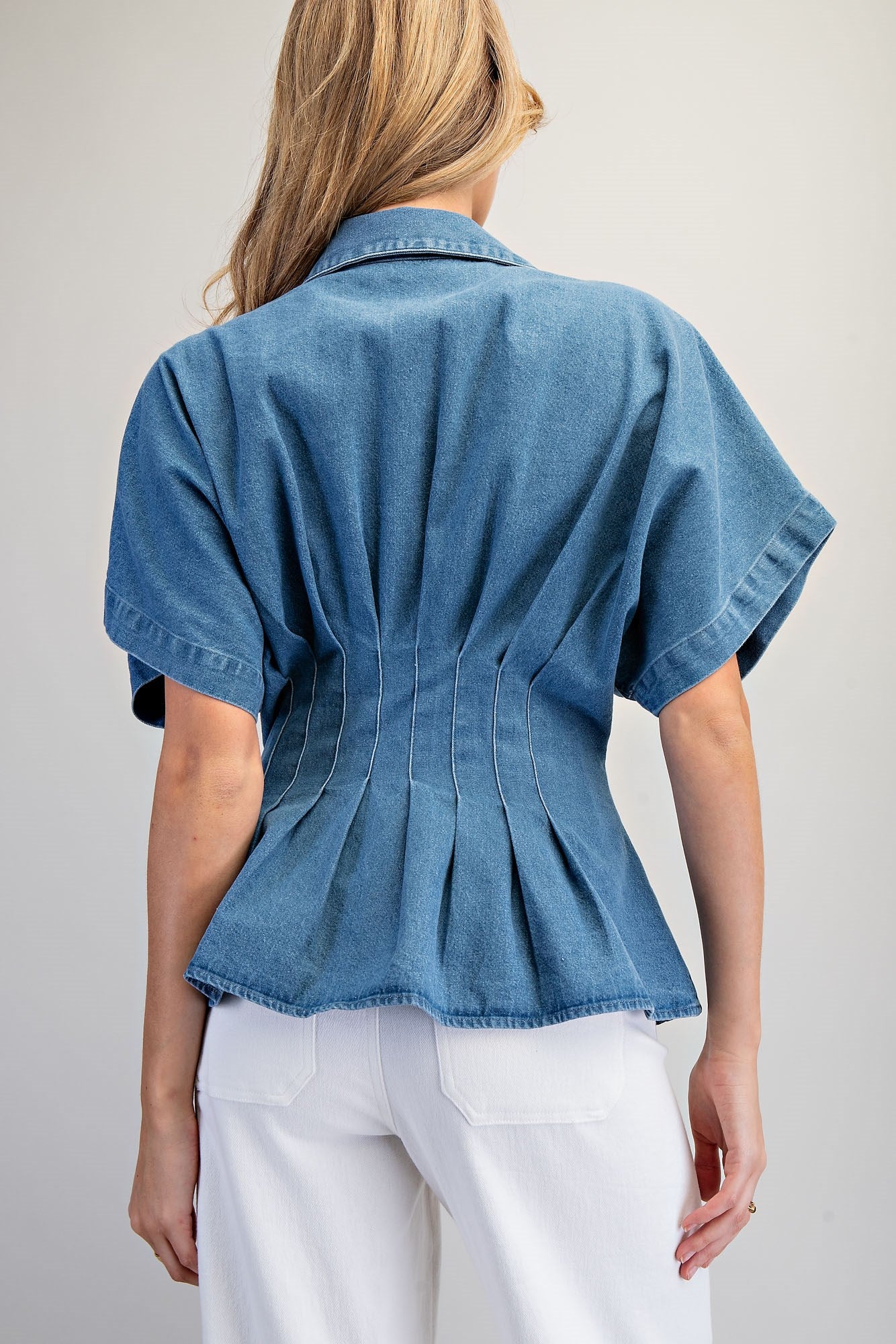 Pleated Button Down Blouse