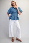Pleated Button Down Blouse