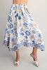 Floral Print Handkerchief Hem Midi Skirt