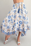 Floral Print Handkerchief Hem Midi Skirt