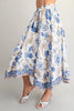 Floral Print Handkerchief Hem Midi Skirt