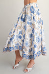 Floral Print Handkerchief Hem Midi Skirt