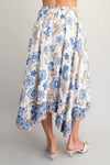 Floral Print Handkerchief Hem Midi Skirt