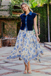 Floral Print Handkerchief Hem Midi Skirt