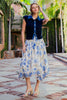 Floral Print Handkerchief Hem Midi Skirt