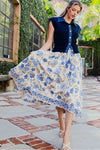 Floral Print Handkerchief Hem Midi Skirt