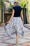 Floral Print Handkerchief Hem Midi Skirt