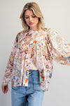 Button down paisley printed blouse with buttoned cuffs