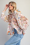Button down paisley printed blouse with buttoned cuffs