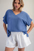 Solid V-Neck Short Sleeve Blouse ✨