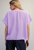 Solid V-neck short sleeve blouse