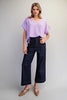 Solid V-neck short sleeve blouse