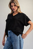 Solid V-Neck Short Sleeve Blouse ✨