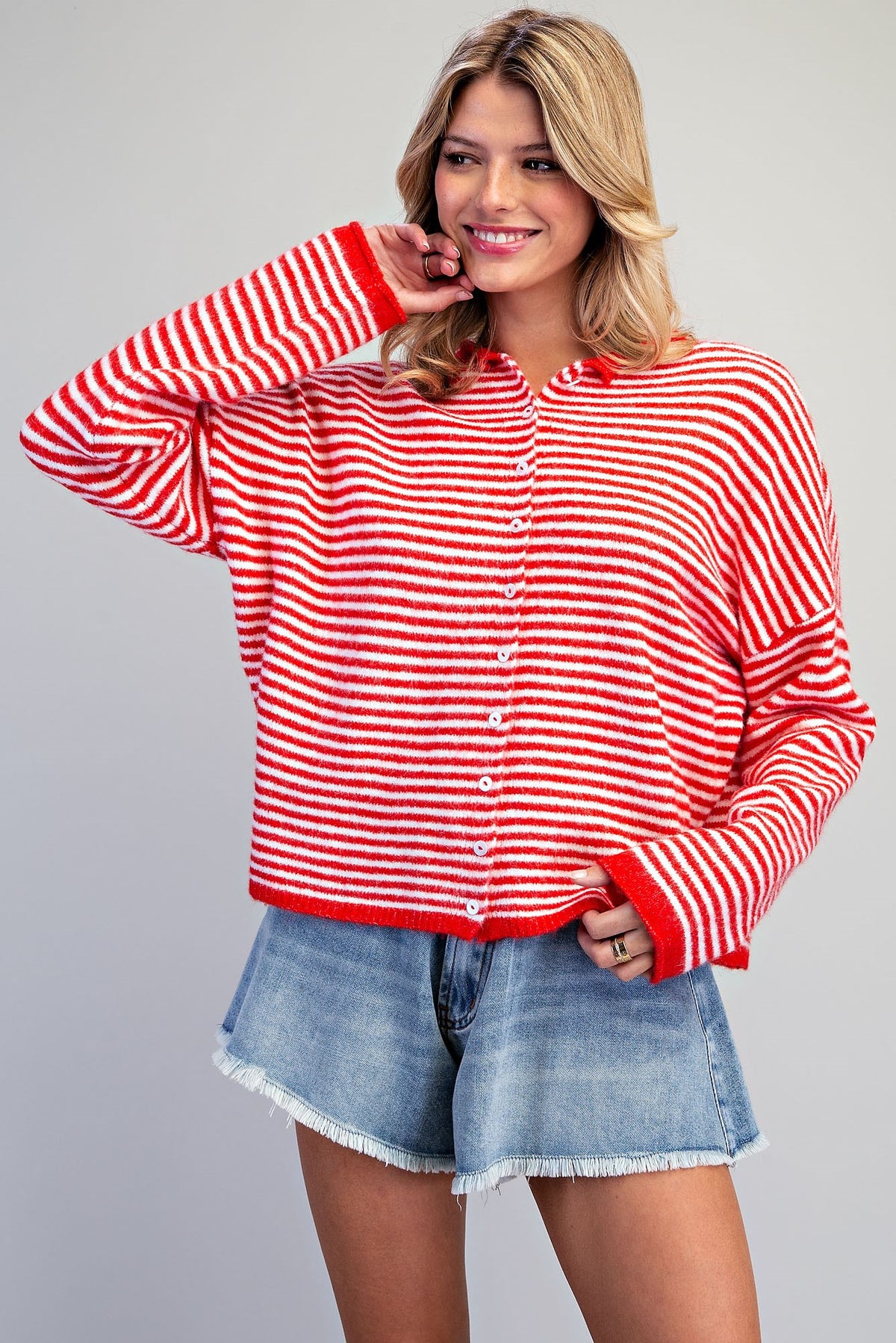 Striped button down cardigan