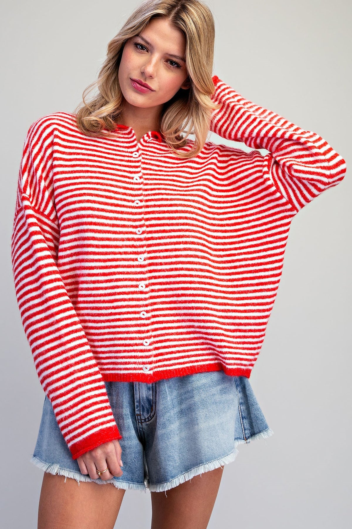 Striped button down cardigan