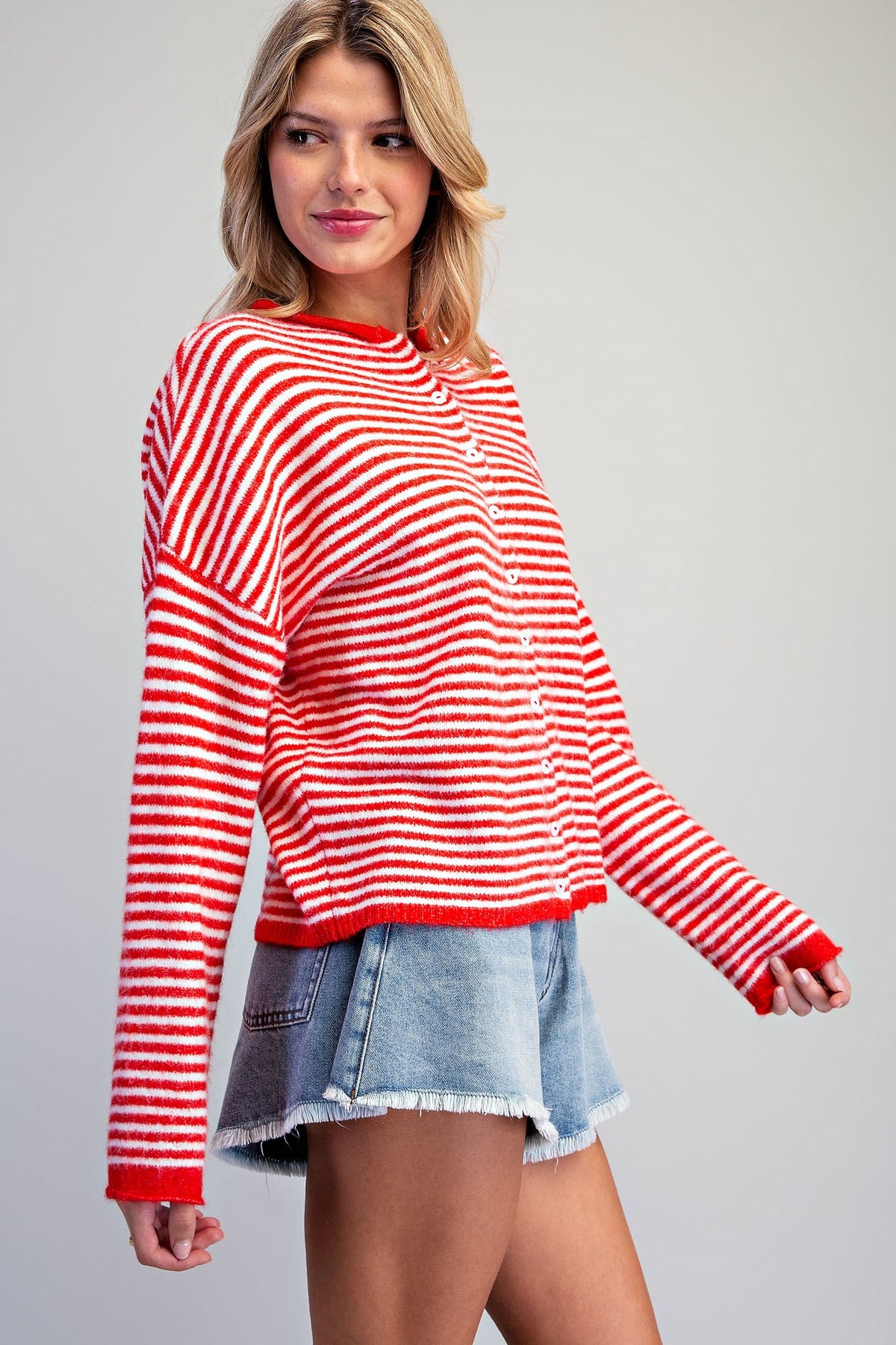Striped button down cardigan