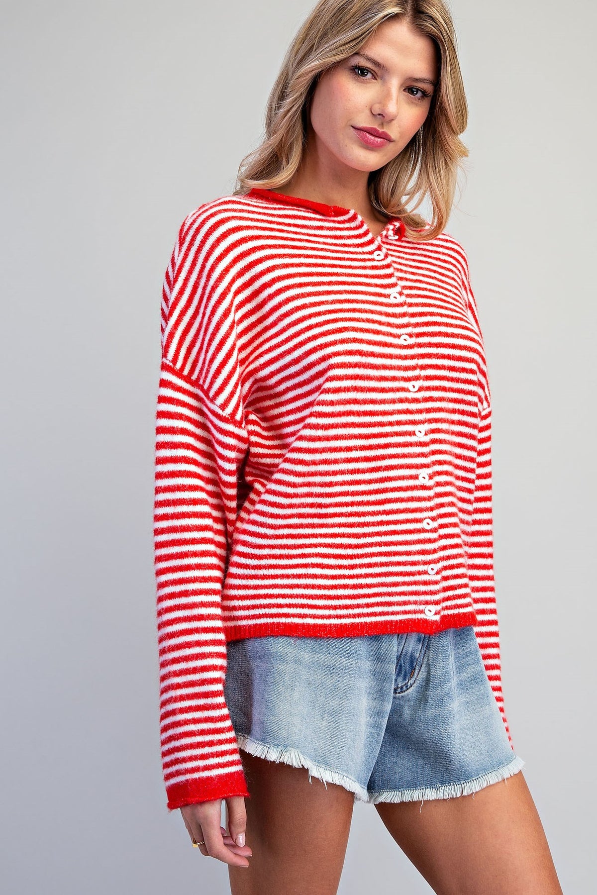 Striped button down cardigan