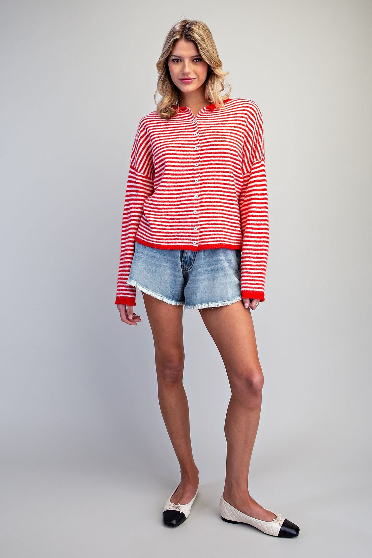 Striped button down cardigan