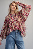 Button down paisley printed blouse with buttoned cuffs