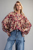 Button down paisley printed blouse with buttoned cuffs
