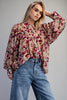 Button down paisley printed blouse with buttoned cuffs