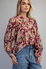 Button down paisley printed blouse with buttoned cuffs