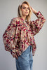 Button down paisley printed blouse with buttoned cuffs