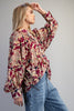 Button down paisley printed blouse with buttoned cuffs