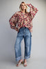 Button down paisley printed blouse with buttoned cuffs