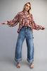 Button down paisley printed blouse with buttoned cuffs