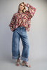 Button down paisley printed blouse with buttoned cuffs
