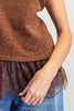 Lace trim textured knit top