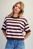 Striped Short Sleeve Knit Sweater