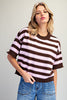 Striped Short Sleeve Knit Sweater