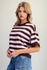Striped Short Sleeve Knit Sweater