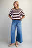 Striped Short Sleeve Knit Sweater