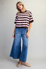 Striped Short Sleeve Knit Sweater