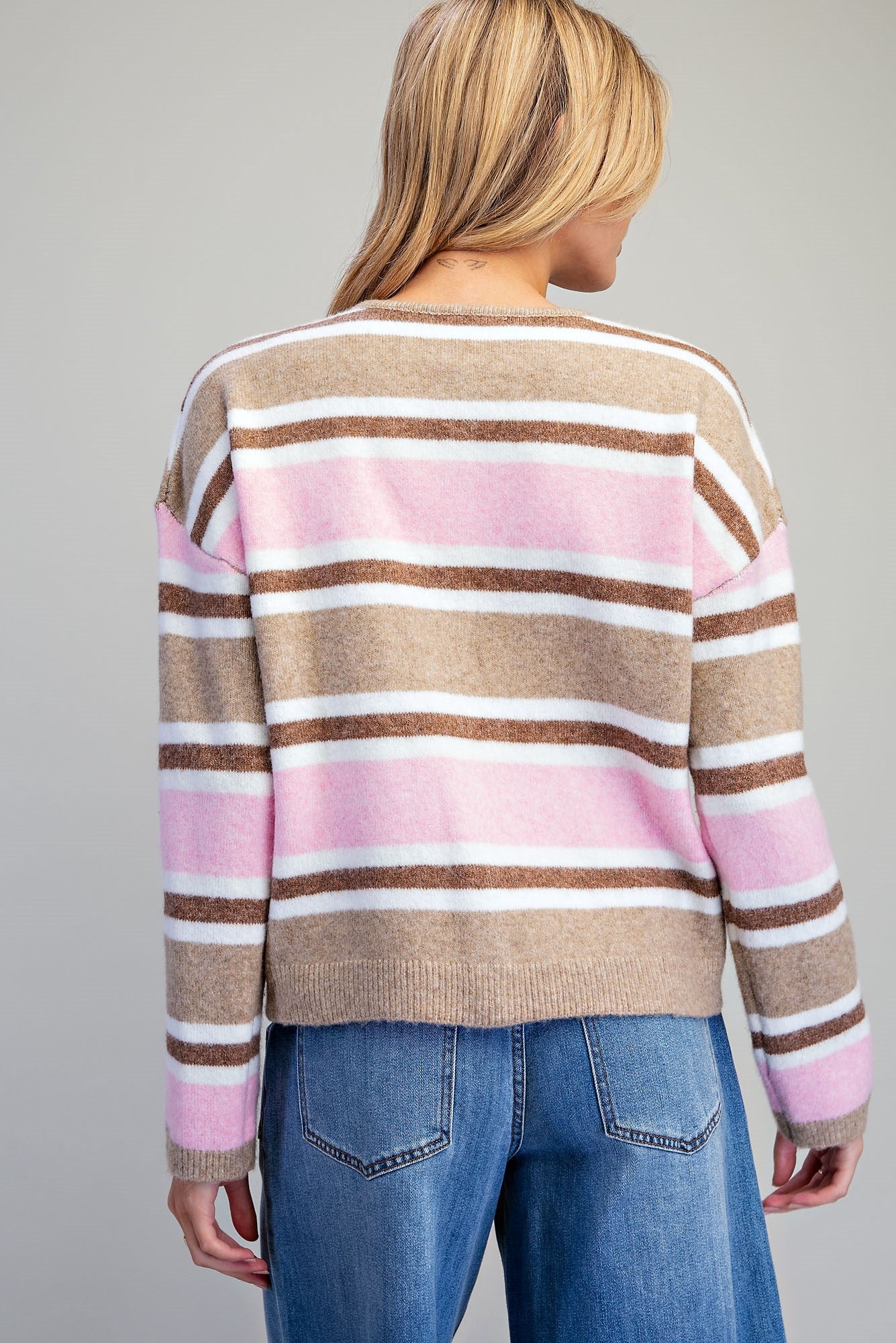 Striped Button Front Cardigan